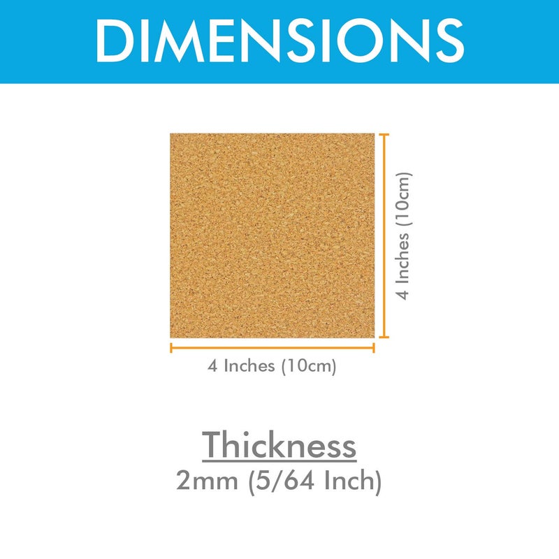 Millennial Essentials 25 Pack Self-Adhesive Cork Squares 4 x 4 Inches Cork Tiles Backing Sheets for Coasters and DIY Crafts - Image 3